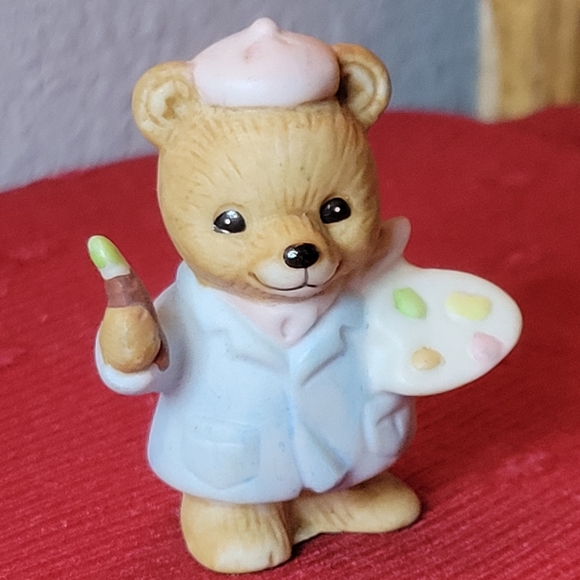 Vtg Mini Homco Professional Series #8820 Porcelain Bear Painter Artist Figurine - Picture 3 of 5